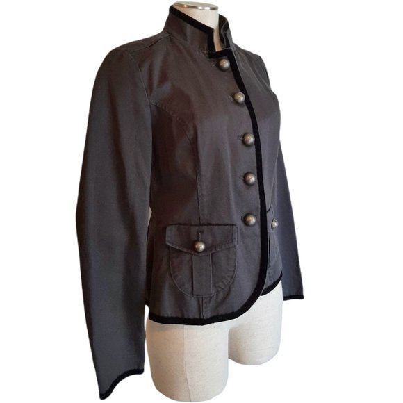 Calvin Klein Jeans Gray Cotton & Velvet Military Style Jacket M - Picture 4 of 12